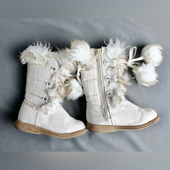 GUC US POLO ASSN. Toddler Girl Faux Fur Boots Size 6M - Picture 1 of 14
